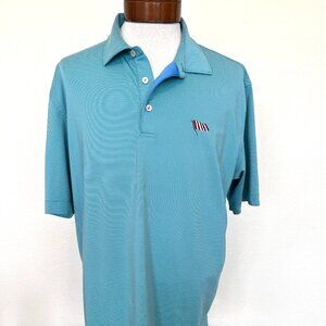 Peter Millar Golf Polo - Light Green Thin Stripe - Size Large